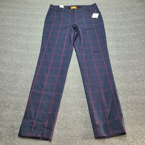 Joe Fresh Women's Navy Red Plaid Straight Leg Dress Pants Size 4